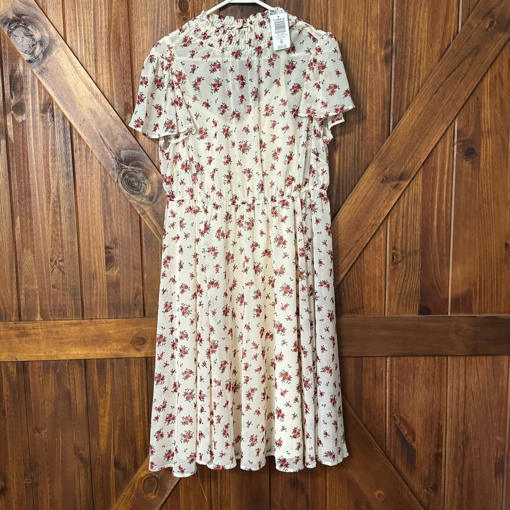 NEW Torrid Mini Chiffon Smocked Dress Rose Floral Size 00
